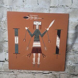 Vtg Navajo Native American Sand Painting Female Yei Rain  Tsosie Yazzie 12 x 12